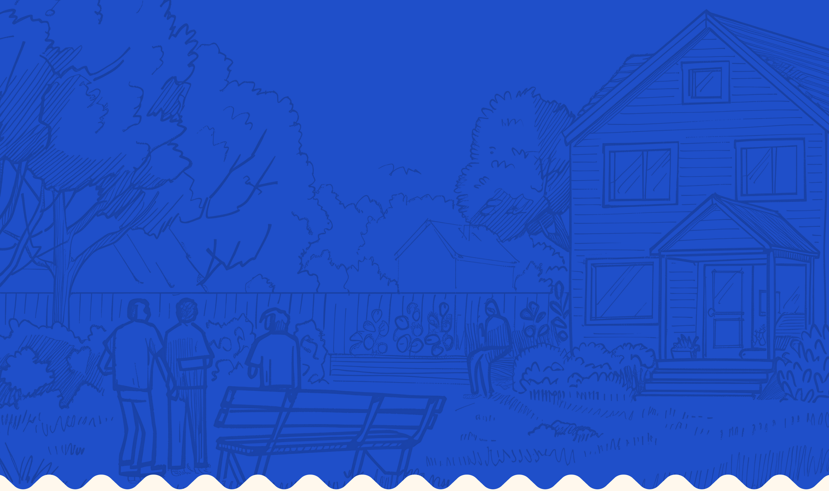 Drawing of a family in front of a house