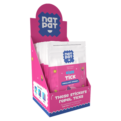 Kids Tick Repellent Stickers- 10 individual resale packets in Retail Display Box