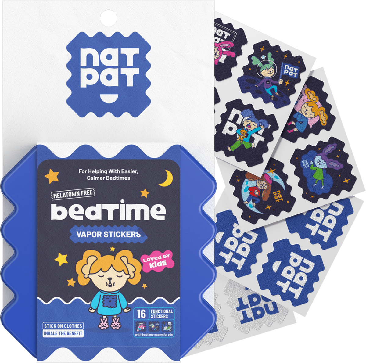 NatPat Kids Bedtime Sleep Promoting Sticker 16pk - 10 Resale Packs in a Display Box